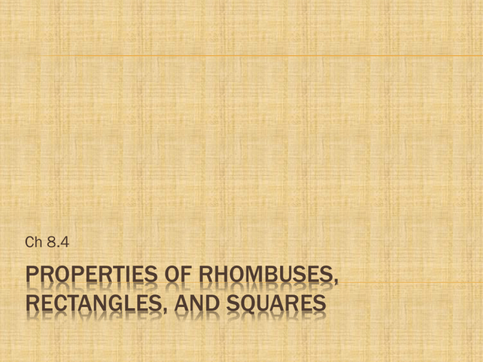 Properties of rhombuses rectangles and squares worksheet answers