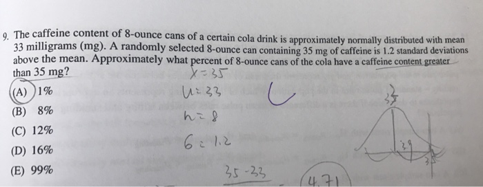 The caffeine content of 8-ounce cans of a certain